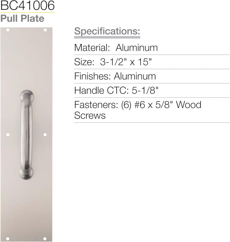 BRINKS PULL PLATE ALUMINUM 15"L - Image 1